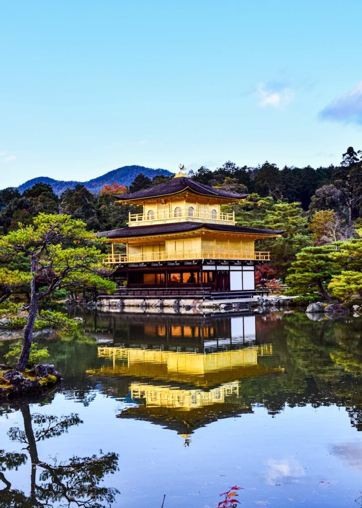 kinkaku temple by lake in kyoto