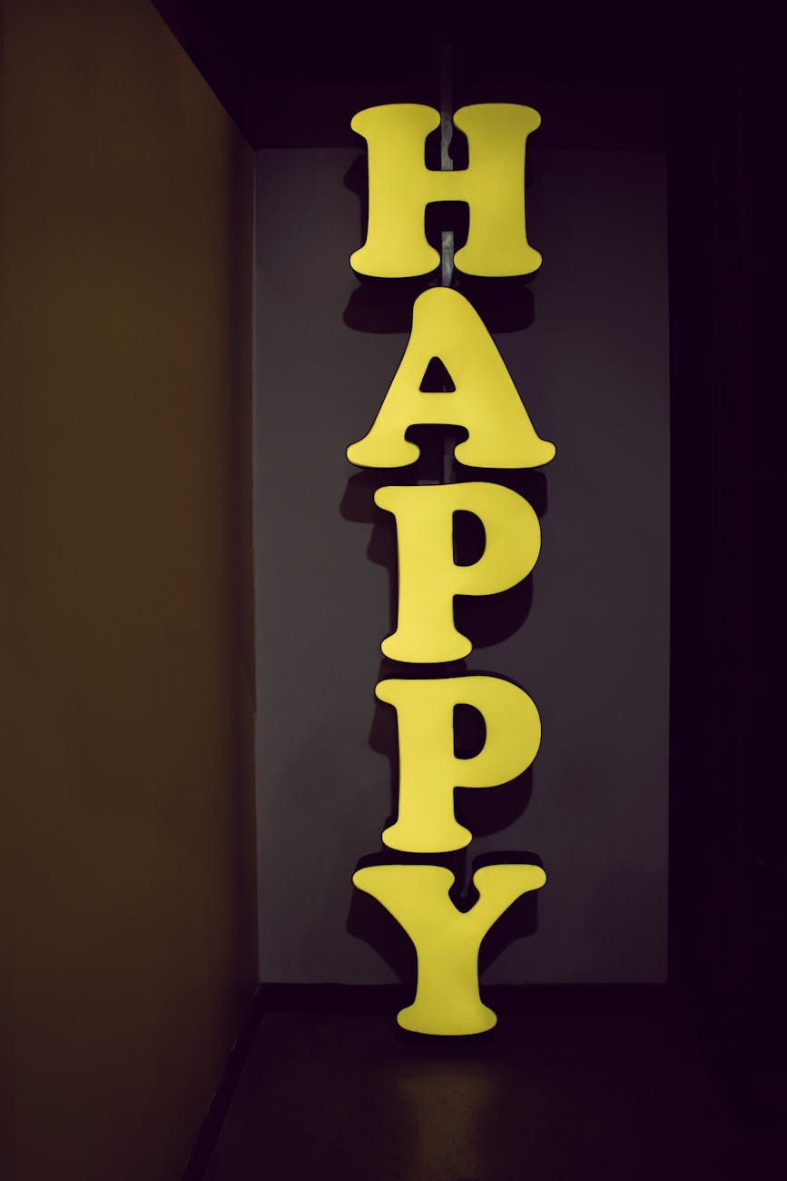 yellow happy wooden decor