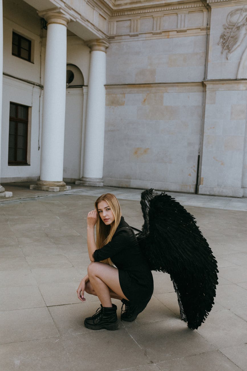 a woman wearing an angel costume