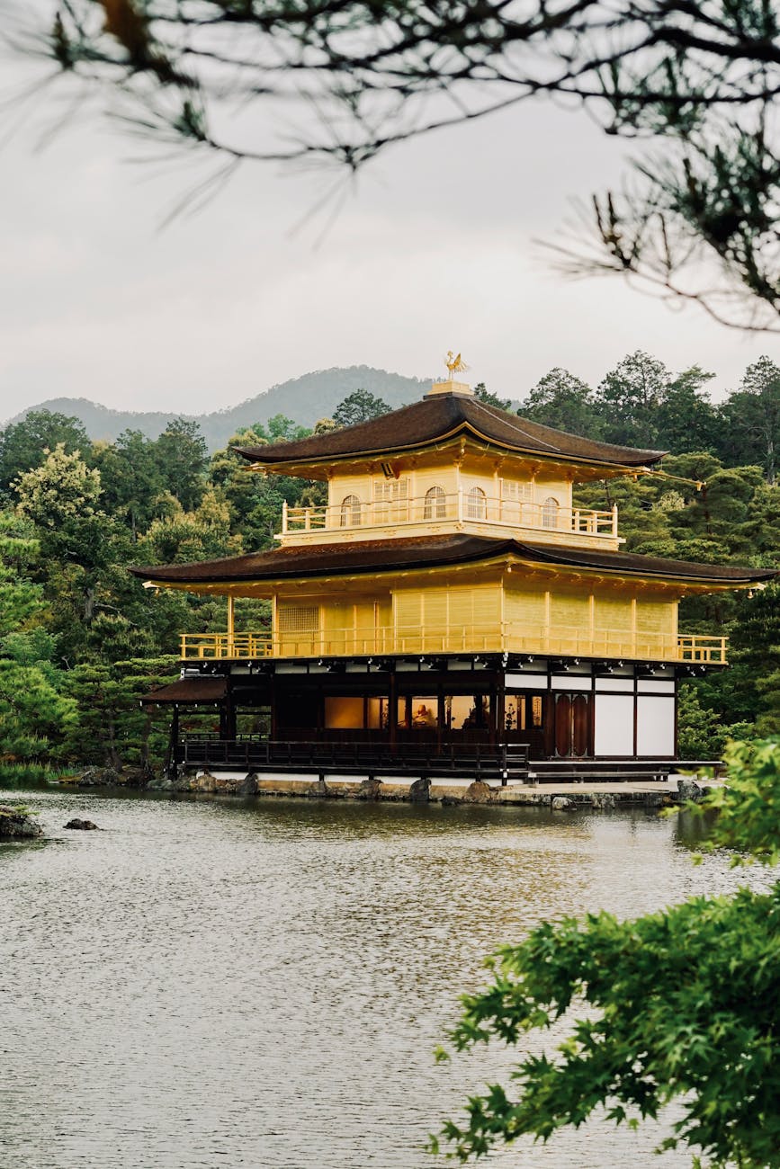 zen buddhist temple in kyoto golden pavilion