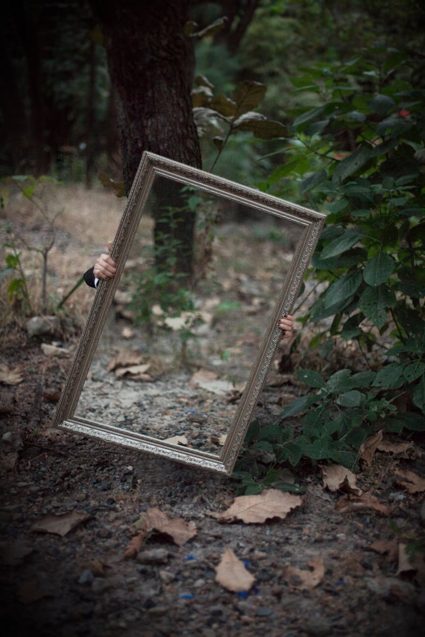 rectangular wooden frame mirror