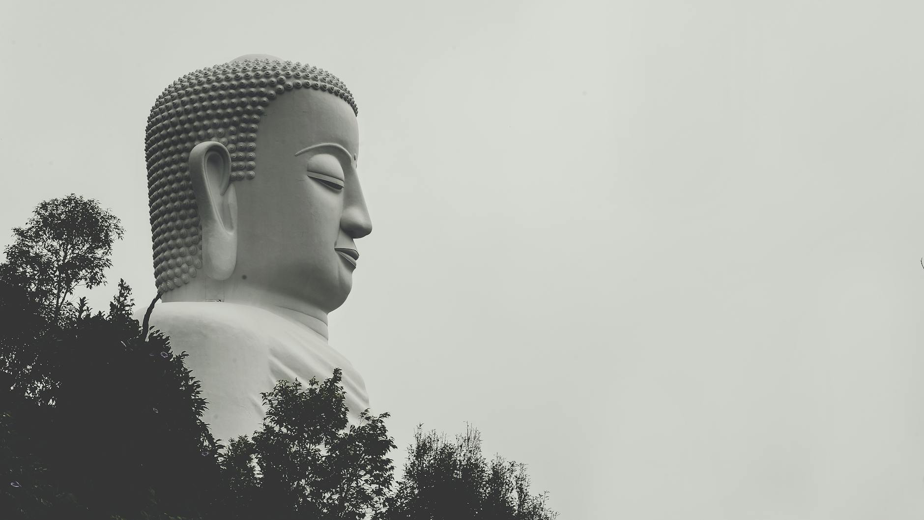 buddha statue grayscale photo
