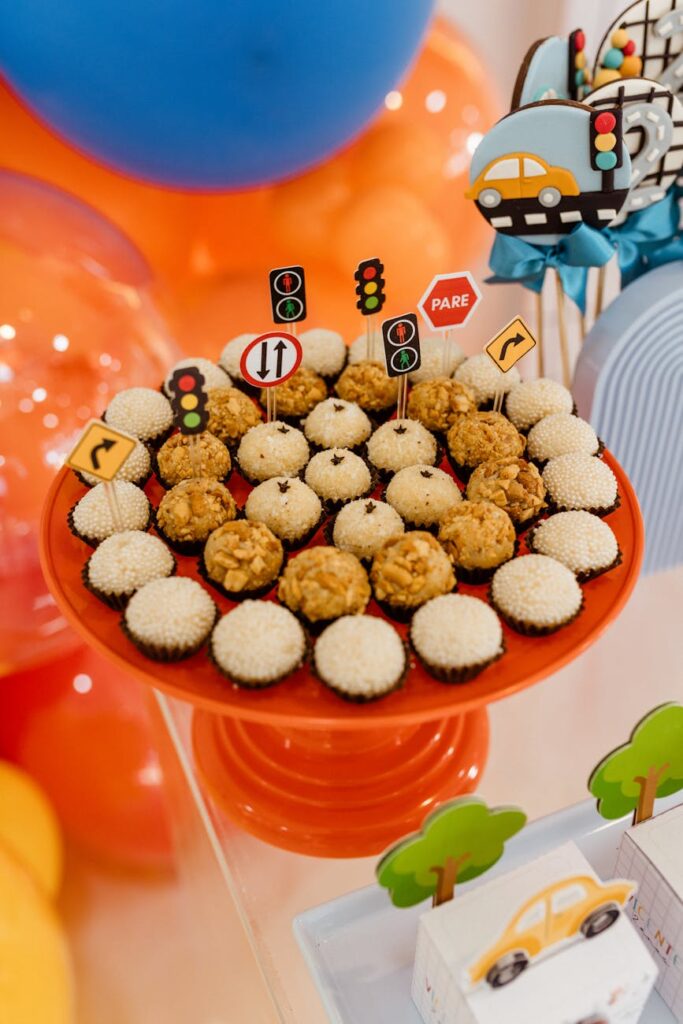 colorful traffic themed dessert display
