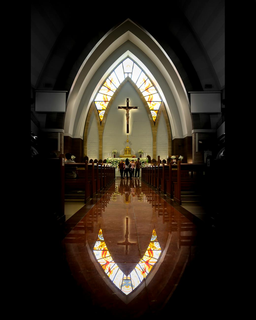 stunning church interior with reflection