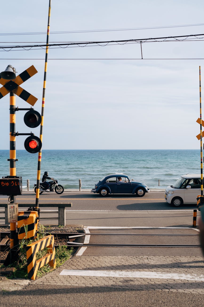 scenic view of kamakura coastal road with ocean