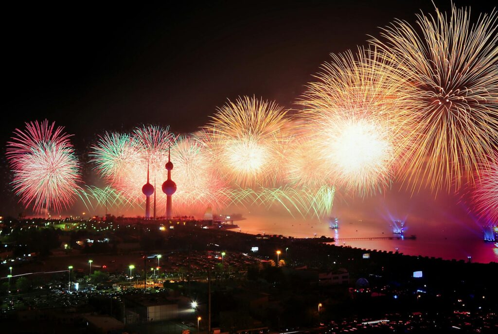 aerial photography of assorted color fireworks at night