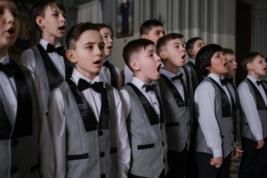 group of boys singing