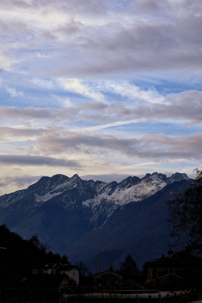 snow capped mountains in chiavenna italy