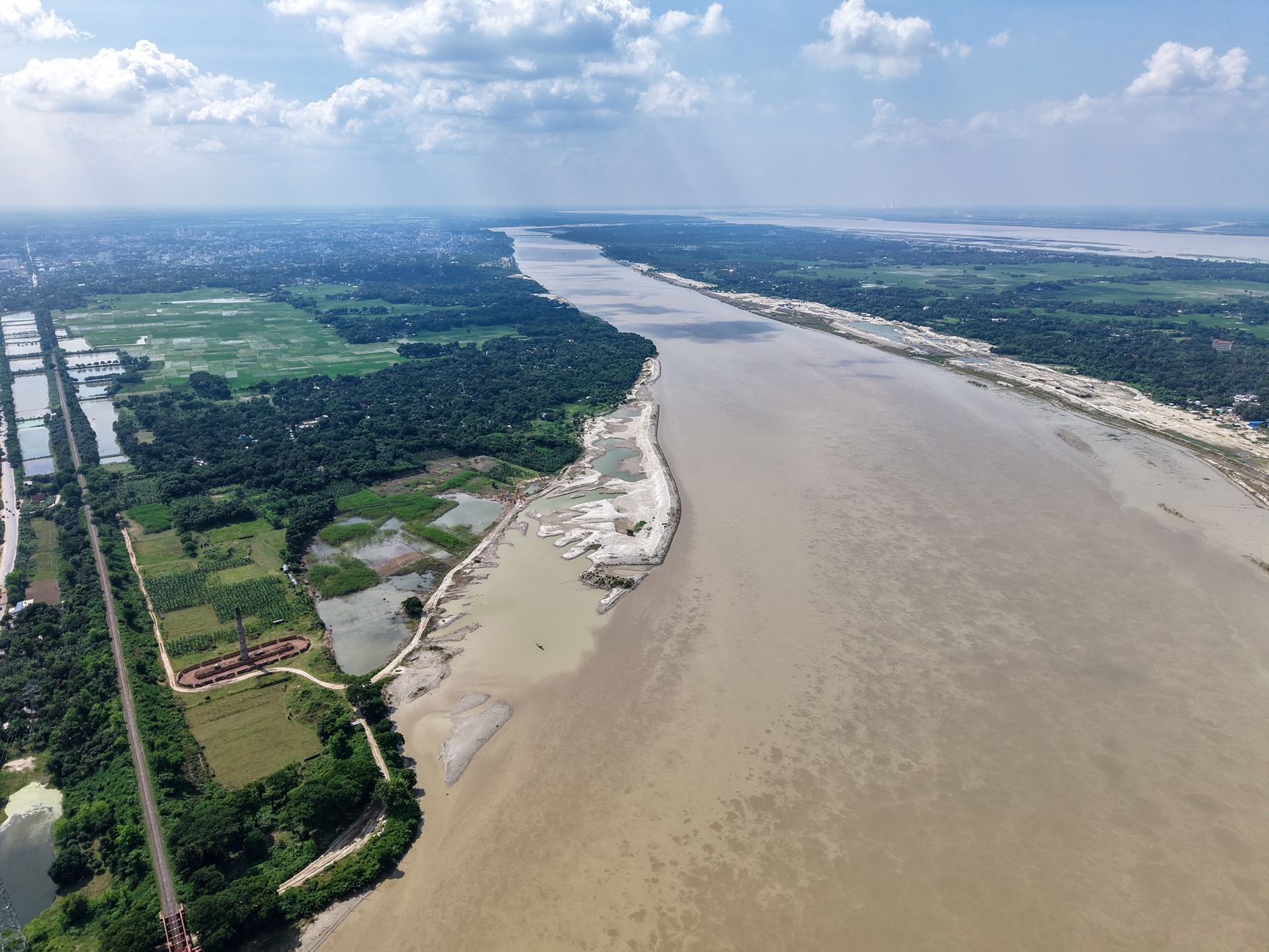 aerial view of the padma river in bangladesh