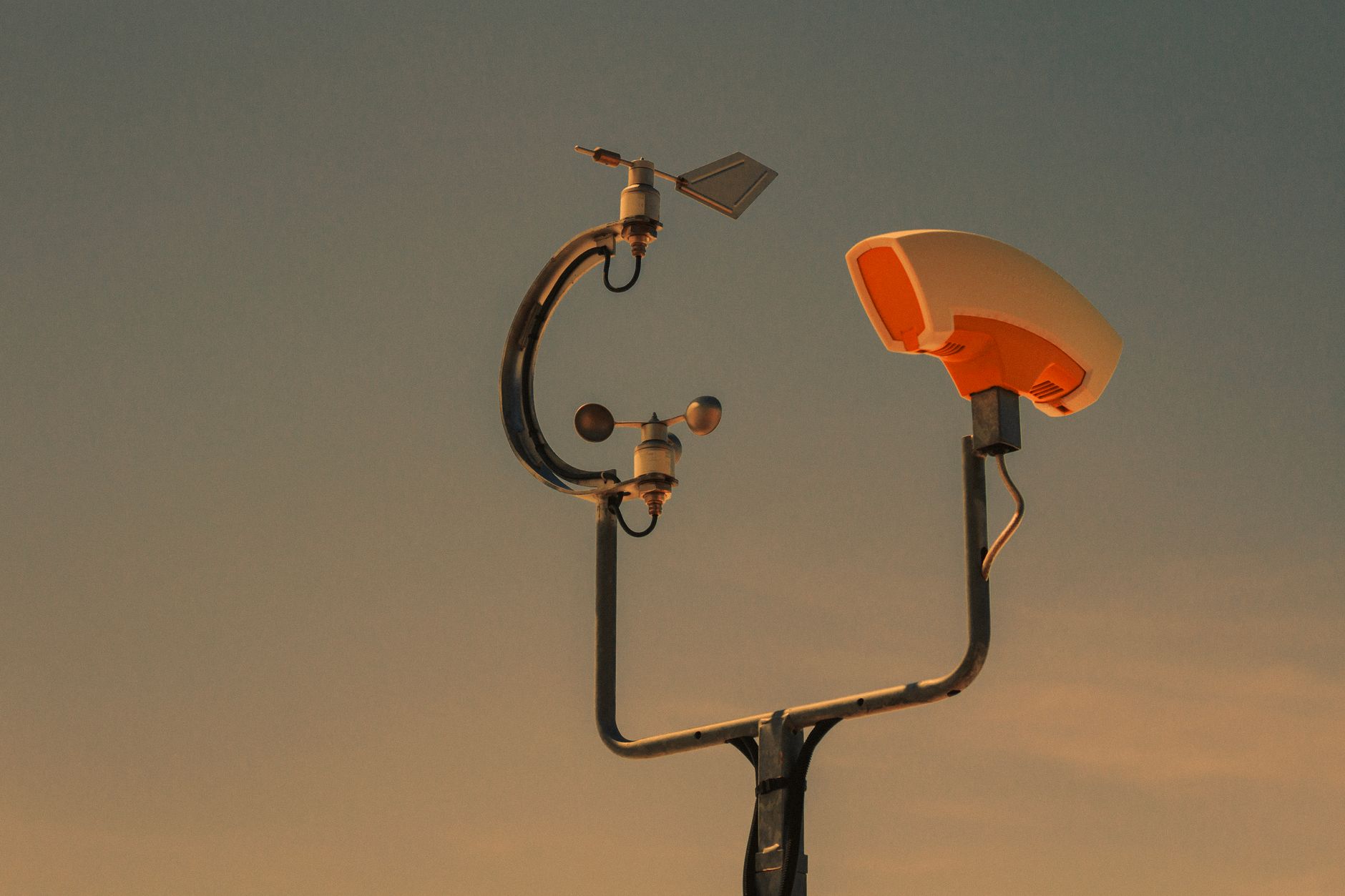 modern weather station against clear sky